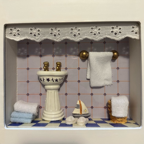 Arister Gifts Inc NIB Vintage Bathroom Sink Shadow Box Frame - Picture 2 of 7